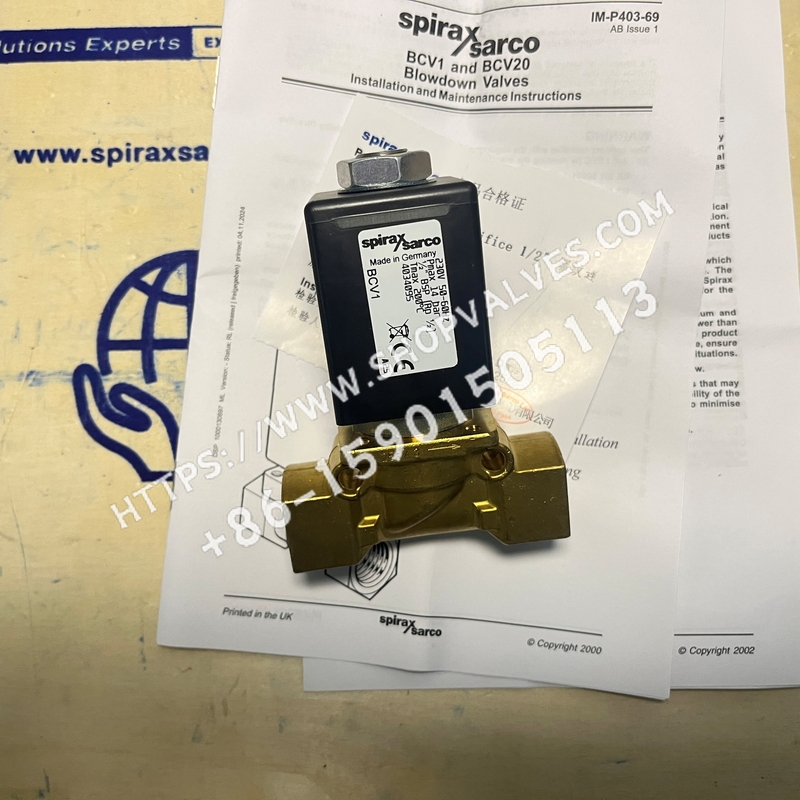 Спиракс Сарко (Spirax Sarco) BCV1 1/2 "BSP 230V Дренажный электромагнитный клапан Передняя панель и шильдик