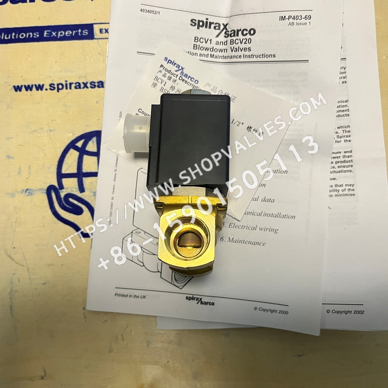 Спиракс Сарко (Spirax Sarco) BCV1 1/2 "BSP 230V Дренажный электромагнитный клапан - боковой
